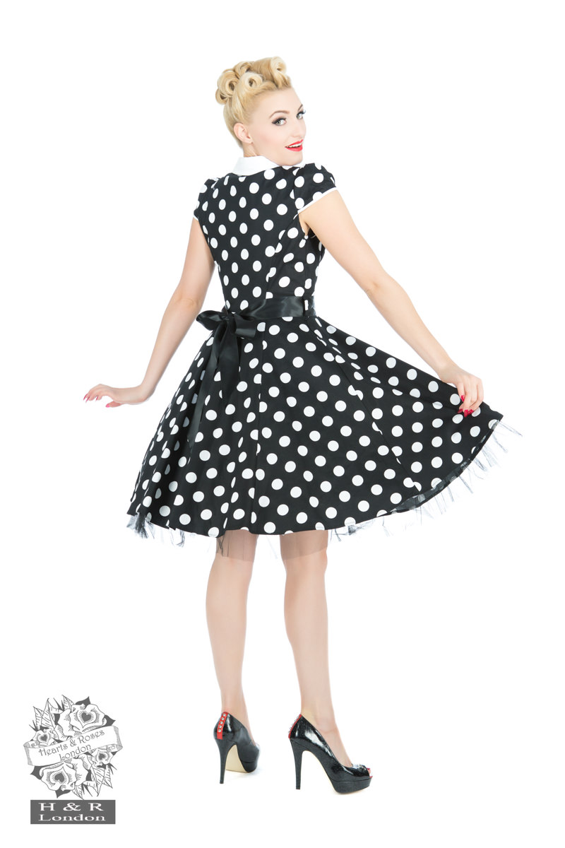 Black White Big Polka Dot Long Dress